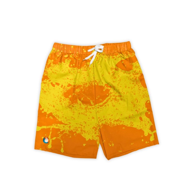Bright Orange Textured Beach Shorts