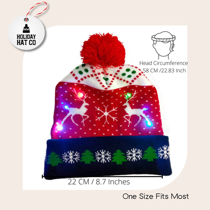 Traditional Christmas Patterned LED Light Up Beanie - AguaColors